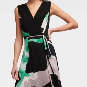 DKNY black & green sleeveless dress